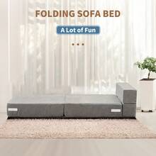 Lilypelle 6" Extra Thick Folding Sofa Bed, Tri Folding Floor Mattress, Sofa Futon Folding Chair Bed, Portable Floor Beds Folding Couch For Playroom - 灰色 - 查看 6