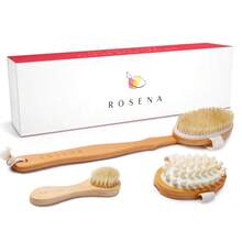 Dry Brushing Body Brush Set – Natural Bristle Spa Exfoliator Kit With Face Cleansing Brush, Long Dry Brushing Body Brush For Lymphatic Drainage & Massaging Cellulite Brush For Smooth, Radiant Skin - 1 - View 1