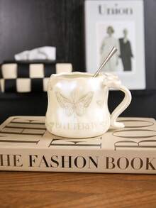 1 Peça Caneca Cerâmica Criativa e Sofisticada com Decoração de Laço, Disponível em Vermelho/Preto/Branco, Adequada para Água, Café, Leite, Chá, Presentes Personalizados, Presentes para Mulheres, Presentes para Mães, Presentes de Aniversário