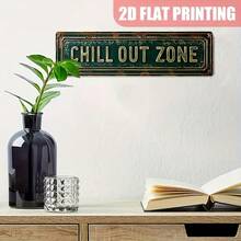 Vintage Novelty Aluminum 'CHILL OUT ZONE' Sign - Unique Wall Hanging Decor For Home, Room, Bathroom, Bar, Cafe, Garage, Farmhouse, Porch, Outdoor Spaces - , Weather-Resistant, Multipurpose English Language Yard Sign With Retro Aesthetic - Multicolor - View 2