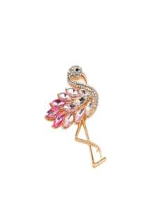 Creative Fashionable Rhinestone Flamingo Brooch, Zinc Alloy Casual Brooch, Suitable For All Seasons School
