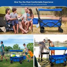 Perfect For Father's Day Gift, 39" Oversized Foldable Cart With Canopy, 330lbs Capacity, All-Terrain Wheels & Rear Storage Box, Great For Beaches, Lawns, Sports, Camping, Fishing, Barbecues, Mobile Carts.