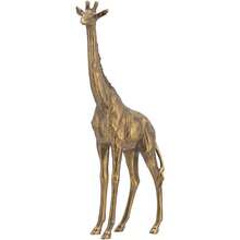 Giraffe Figurine Sculpture, Gold Home Decor Animal Statue Handmade Ornament, 6" X 2" X 11" - Bronze - View 2