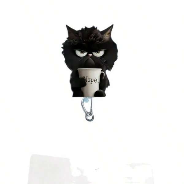 1pc Cute Teacup Black Cat Retractable Badge Holder, 2d Acrylic Durable Nylon Cord, Suitable For Office Nurses, Students, Doctors, Registered Nurses, LPNS, Medical Assistants - Easily Open The ID Strap As A Gift Gift,School Supplies,Back To School