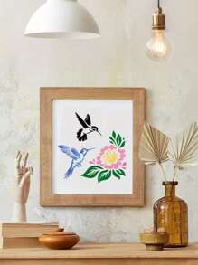 Set Of 4 Hummingbird Stencils, 7-Inch Reusable Bird, Floral, And Branch Painting Templates For Use On Wooden Signs, Murals, Canvas, Furniture, And Porch Decorations.,Back To School,School Supplies