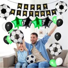 23/24 Stücke, 32 Zoll grüne Zahlen Fußball Geburtstags Party Dekorationen inklusive Zahlen 7, 8, 9, 10, 11, 12 und Pentagramm & Fußball Ballon Set, Sport Themen Party Dekoration, Geburtstags Dekoration, Feier Dekoration, geeignet für Fotoshootings, Atmosphäre Hintergrund Aufbau, Party Zubehör