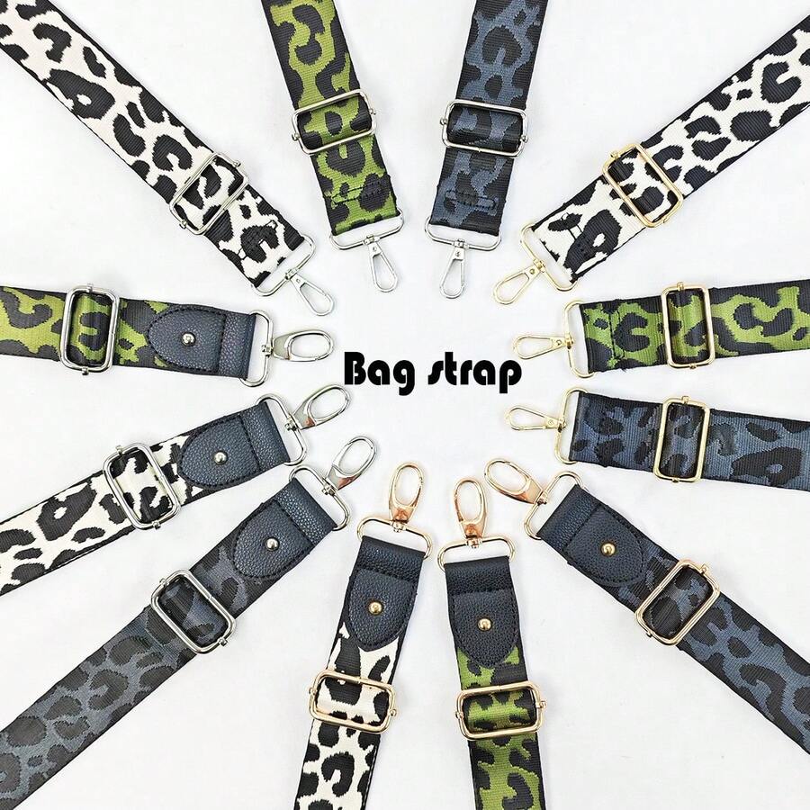 1pc Adjustable Leopard Print Strap Shoulder Bag Accessory - Black - View 1