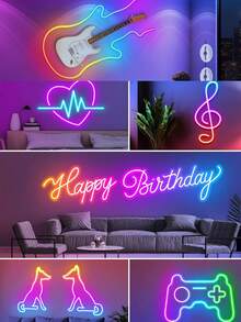 1PC Neon Flexible RGB LED Neon Light Strip With Remote Control- Color-Changing Neon For Bedrooms, Sofas, Game Settings And Home Theater Decor Perfect For Holiday Decorations - RGB - View 4