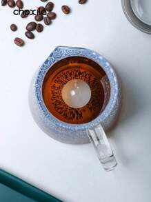 choxila 1 Stück 400ml (13,5 Unzen) Kaffeekocher mit blau-weißem Porzellanmuster, Kaffeetopf und Kaffeefilter mit Spitzenmuster, Glas-Kaffee-Kocher und Kaffee-Dripper, hitzebeständiges Glas Kaffee Geschenkset für den Haushalt