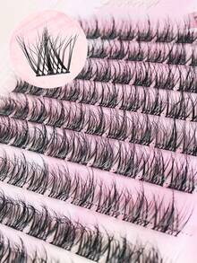 Ouye3 100片/盒 10排自粘睫毛可重复使用无胶假睫毛防水自然风格适合初学者化妆睫毛簇、睫毛簇、单根睫毛、睫毛、假睫毛 - C - 查看 3