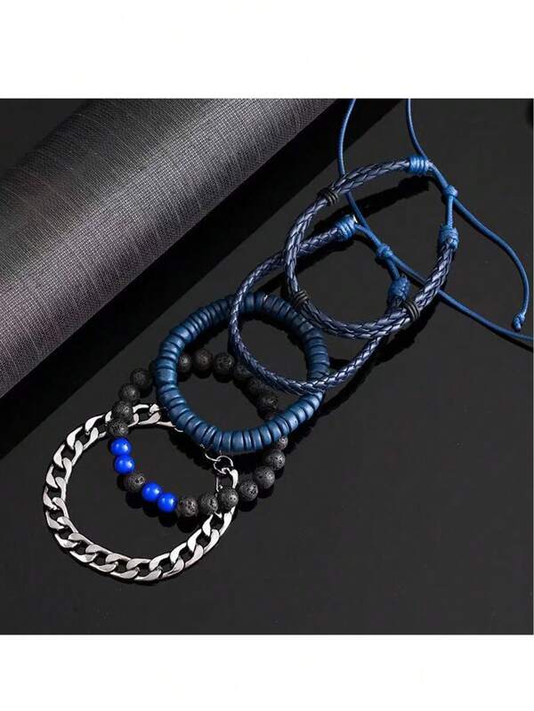 European And American Cross-Border Hot Adjustable Bracelet Creative Stacking 5-Piece Set Hand-Woven Multi-Layer Leather Bracelet For Women