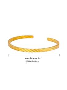 1 Peça Pulseira de Aro Simples Minimalista para Mulheres, Cor Dourada, Aço Inoxidável Oval Aberto e Ajustável, Acessório de Joias Clássico e Versátil para Festa