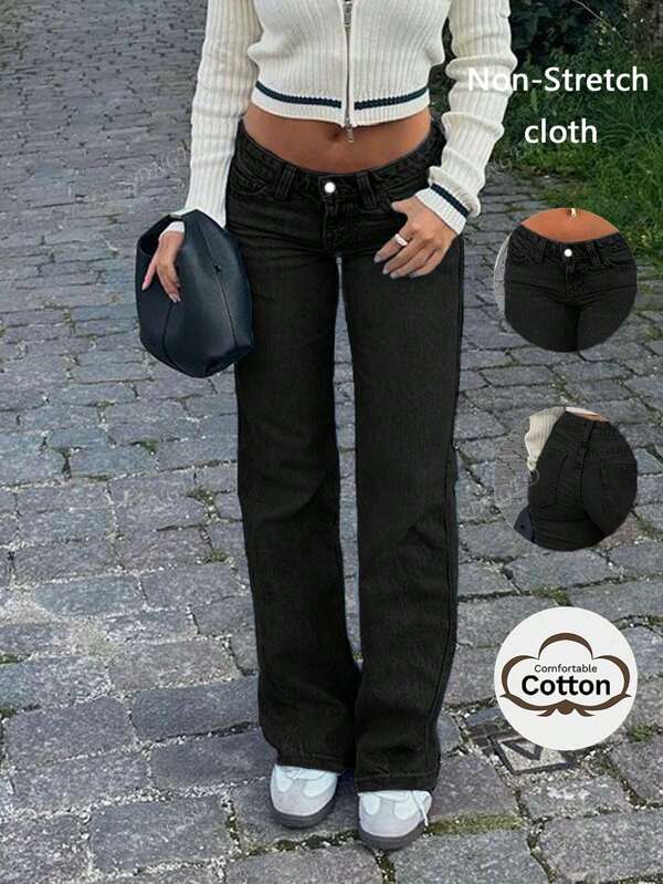 Four-Season New Products Street Style Simple Casual Vacation Daily Versatile Commuting Women's Jeans Trousers