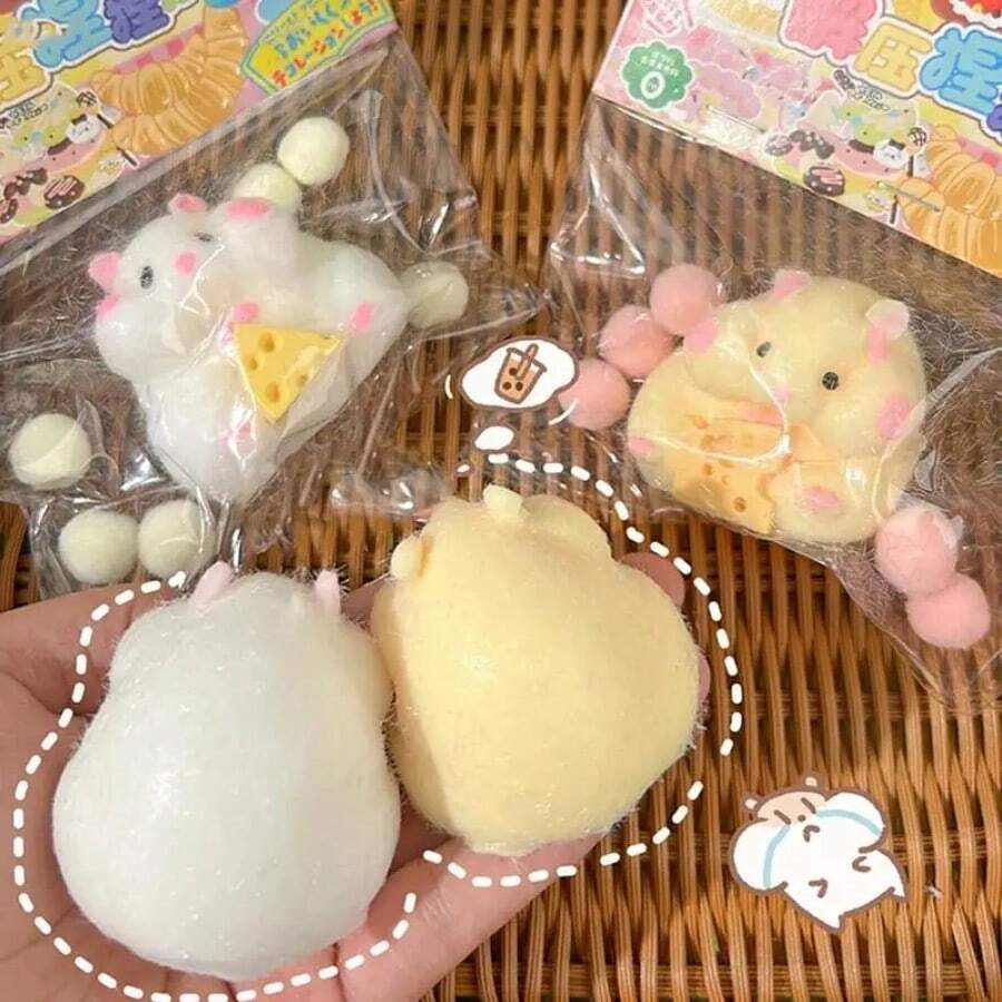 1Pack - Taba Squishy Hamster, Soft Tactile Hamster Stress Relief Toys, Fidget Squezze Toys Hamster For Kids & Adult(Random)