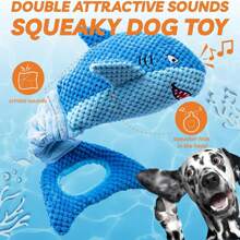 Crinkle Blue Shark Dog Toys For Aggressive Chewers, Dog Toys To Keep Them Busy, Interactive Squeaky Pet Toys, For Puppy Toys For Small,Medium,Large Breeds