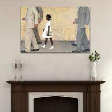 Norman Rockwell Ruby Bridges African American Girl Poster Modern Classroom Kitchen Bedroom Bathroom Living Room Home Decor Aesthetic Canvas Oil Painting Framed Room Decor Art Stretched And Framed Ready To Hang - Framed- (Wrapped Canvas) - White - View 3