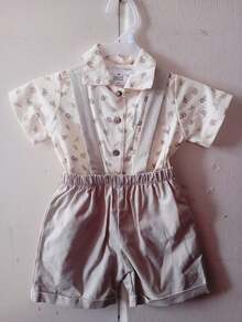 Conjunto de niño de camisa y pantalón con tirantes talla 2, 3, 4 y 5 años. - Beis - Ver 2