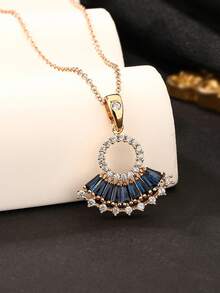 1 件复古奢华扇形蓝色摇摆吊坠项链，波西米亚时尚珠宝，适合女性节日/生日礼物，适合日常佩戴 - 香檳色 - 查看 1