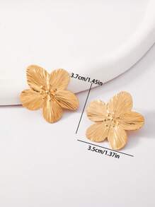 1 par de pendientes de metal mate estilo retro de la corte francesa, pendientes de flores de metal, pendientes de pétalos de verano
