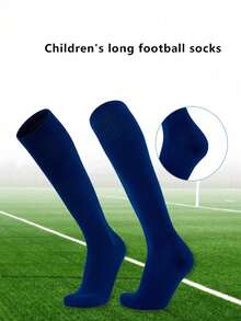 1 Pair Kids Anti-Slip Thickened Long Football Socks, Solid Color Long Sporty Socks For Basketball, Suitable For 2-12 Years Old, First Day Of School - Multicolor - View 11