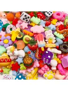 10/20/30/50/80/100/200pcs Vivid Resin Craft Supplies - Imaginative Animals, Fruits And Food Series - Colorful DIY Jewelry Making Necklace, Bracelet And Earring, Perfect For Craft Lovers And Jewelry Making