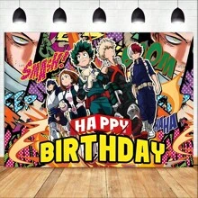 bandai Set de 17 globos de anime de Héroe Escolar - Juego de decoración de fiesta de plástico, que incluye pancartas de feliz cumpleaños, personajes y globos, adecuado para cumpleaños, aniversarios y celebraciones festivas de fans del anime
