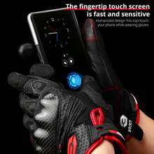 1 件摩托车手套全指触屏骑行手套摩托车夏季透气手套越野赛车带碳纤维指关节保护可调节骑行配件 - 彩色 - 查看 4