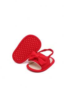 Sandal Bayi dengan Hiasan Pita, Sepatu Jalan Anti Selip untuk Balita Usia 0-15 Bulan - Merah - View 7