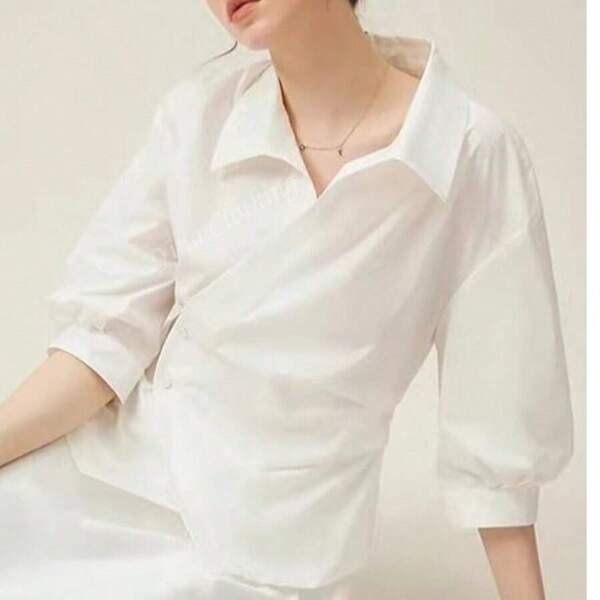 Fashionable White Minimalist Women's Office Shirt