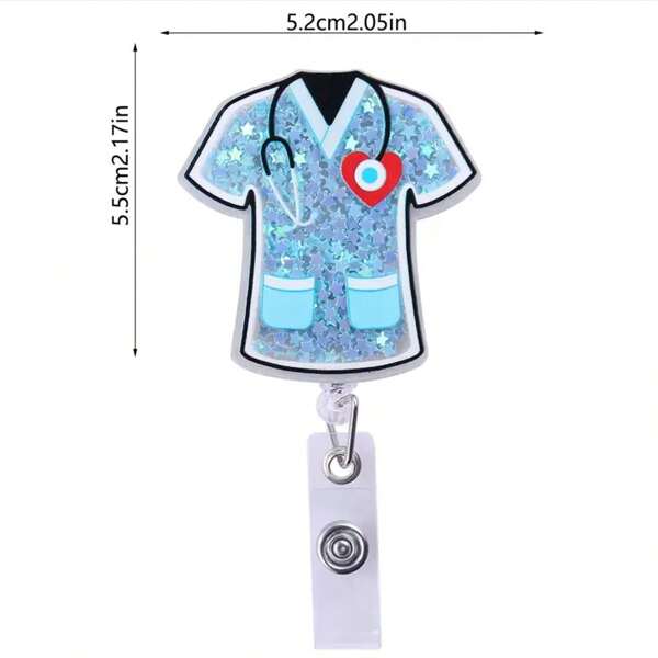 7pcs 2D Flat Durable Plastic Liquid Sand Badge Holder With Retractable Cord, Fun Nursing & Medical Staff ID Badge Clip, Suitable For Teachers And Office Workers, Self-Coiling Sturdy Nylon Rope, Gift For Registered Nurses, CNA, ER Personnel School Supplies,Back To School