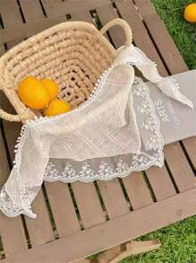 1 Stück eleganter Damenschal/Kopftuch mit Blumen-Spitze, doppelt verwendbar als Deko, Outfit-Accessoire, Haarband, passend zu Kleidern, Alltagsoutfits, Boho-Stil Haarband Turban Stirnband Schweißband
