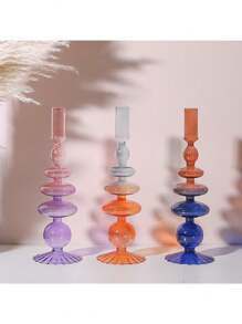 1 pieza Candelabro de vidrio creativo y sencillo, florero artístico para decoración del hogar, sala de estar y mesa, ideal para insertar flores secas
