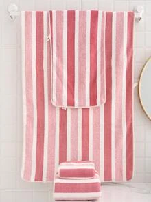 12 件/2 件/1 件珊瑚绒条纹毛巾套装 - 超柔软、吸水、不起毛、浴室毛巾套装、沙滩巾、泳池毛巾、超大浴巾，适合美容院、家庭浴室、美容沙龙、酒店运动、家居必需品、毛巾、皮肤护理等场合。 - 彩色 - 查看 8