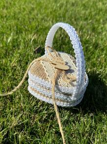 1PC New Handheld Huangma Cloth Ring Box Western Wedding Flower Girl Handheld Ring Pillow Valentine's Day Confession