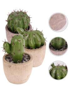 1/3 件 Hemoton 人造仙人掌花环迷你多肉植物仙人掌装饰桌面装饰品微景观装饰，假植物