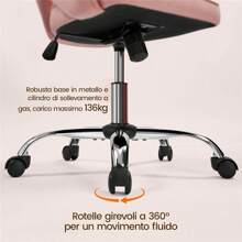 Sedia a rotelle ergonomica con seduta imbottita in finta pelle, regolabile in altezza e reclinabile