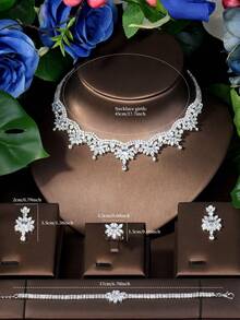 1 Set Sweet Cubic Zirconia Flower Jewelry Set, Suitable For Women Birthday Gift - Silver - View 9