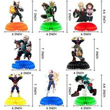 bandai Set de 17 globos de anime de Héroe Escolar - Juego de decoración de fiesta de plástico, que incluye pancartas de feliz cumpleaños, personajes y globos, adecuado para cumpleaños, aniversarios y celebraciones festivas de fans del anime