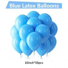 蓝色气球乳胶派对气球 -5/10/12/18 英寸 -10/30/50/70/90 个圆形氦气浅蓝色气球适用于淋浴、性别揭示、结婚周年纪念、生日、家居装饰背景 - 藍色 - 查看 17