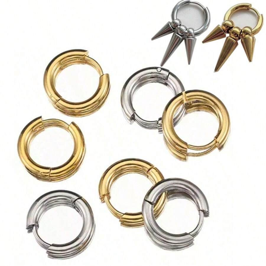 10 件不锈钢环形耳环，金环耳环配件，批发女士 DIY 珠宝配饰