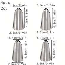 4pcs Butterfly Piping Nozzles, Medium Leaf & Lily Cream Icing Piping Tips, Cake Decorating Tools - Silver - View 3