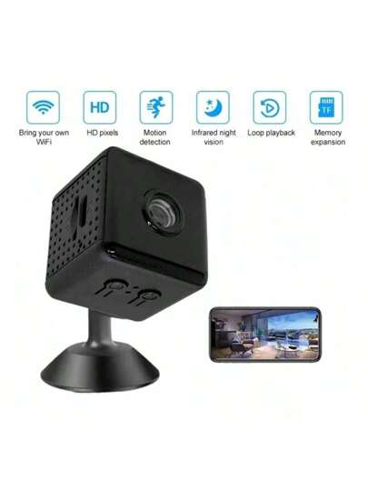 1pc Mini Full HD Wireless 1080P Surveillance Camera, Supporting WIFI Link, Night Vision, Two Way Voice Call, Motion Detection Functions, Convenient Installation, Remote Viewing Through APP, Taking Care Of Children, The Elderly Pets, Very Family.