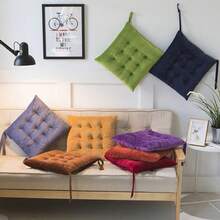 1pc 100% Polyester Thick Crystal Velvet Seat Cushion, With Ties, Suitable For Computer Office, Driving And People Who Need To Sit For A Long Time