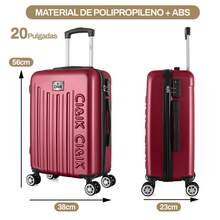 Maleta de viaje rígida de 20 pulgadas para llevar a bordo, equipaje de mano con 4 ruedas y candado integrado, variedad de colores - Burdeos - Ver 3