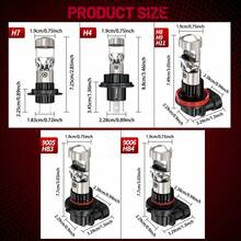 DrViAion 2 件 120W 1:1 无线 H4 迷你 LED 投影仪镜头 Canbus 9005 9006 H11 即插即用 H7 汽车大灯涡轮灯汽车投影仪 80000LM LED 灯适用于 12V 汽车 - 白色 - 查看 9