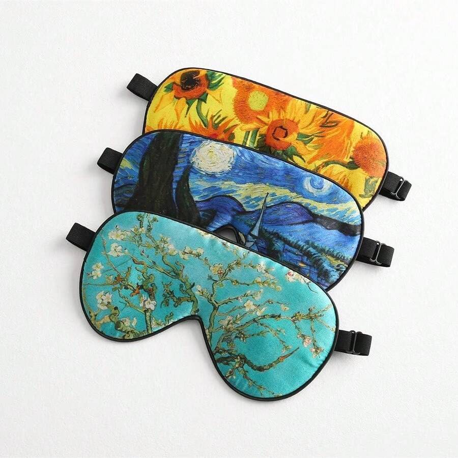 Comfortable Blindfold Eye Mask  ,Silk Sleep Mask For Women Men With Adjustable Strap For Travel Yoga Nap Shift Work (Green Flower) - Night - View 1