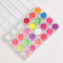24 Farben Neon-Leuchpuder Geschenkbox-Set aus Harz, Leuchtpulver zum Selbermachen für Nail-Art Deko, Wasserfarben-Nagellack-Bemalung mit Glitzer, lang anhaltend glänzende Nageldekorationen - Nagelstudio für Zuhause