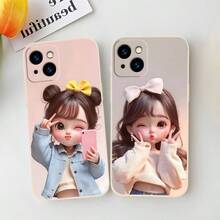 1 funda de teléfono de moda no incluye cordón ni soporte. Compatible con 17 Pro, 16, 15, 14, 13, 12, 11 Pro. Diseño creativo con dibujos animados de una chica linda, funda de teléfonoóvil hermosa, como regalo para novios y novias. - Colores mixtos 2 - Ver 7