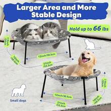 [Desk Buddy Bed]POMESEA Soft Elevated Pet Hammock For Dogs & Cats, Glow In The Dark Raised Desk Bed,Cozy Floor Hammock,Cat Lounge Furniture - two cute coworkers (for multi-pet familes) - View 4