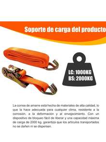 Ratchet Straps, Retractable Tie-Downs With Locking J-Hooks Move, Secure, And Stabilize Loads Like Motorcycles And Other Objectsly. - 38mmx5m - View 3